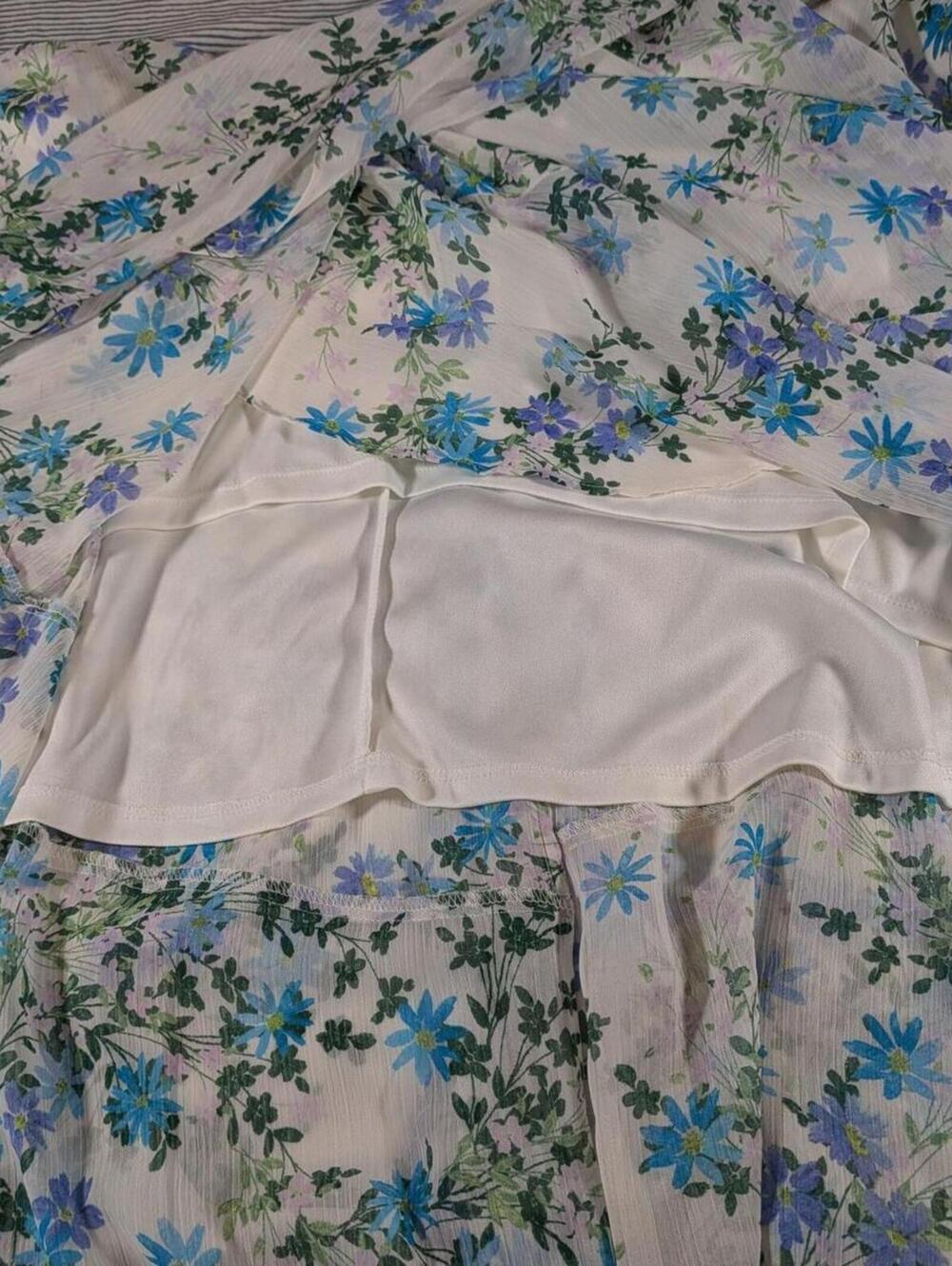 NEW Chaps Ralph Lauren $79 Size 12 White Blue Green Teal Floral Faux Wrap Dress - Picture 16 of 16
